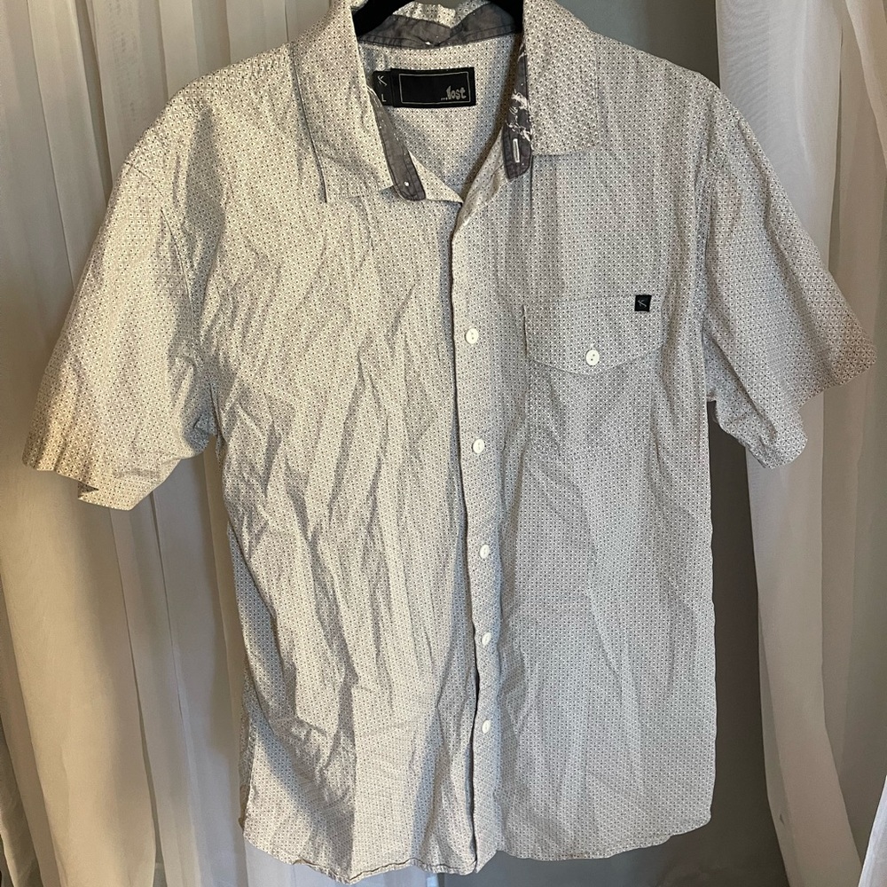 Lost Gray and White Casual Button Down Shirt - Picture 2 of 3